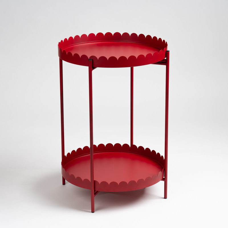 Red Scallop Round Side Table